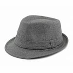Fötr Keçe Şapka Yün Fedora Erkek/Kadın Panama Şapkası Kış Şapkası, gri, One Size