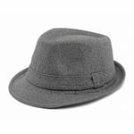 Fötr Keçe Şapka Yün Fedora Erkek/Kadın Panama Şapkası Kış Şapkası, gri, One Size