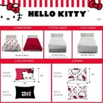 Franco Sanrio Hello Kitty Puantiyeli Yatak Takımı 7 Parça Süper Yumuşak Yorgan ve Çarşaf Seti, Şemsiye, Kraliçe, (%100 Resmi Lisanslı Ürün) Koleksiyon Ürünleri