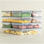 Fresh Box Saklama Kabı, 4'lü Set, 2400 ml, BPA İçermeyen, Dondurucuya ve Mikrodalga Fırına Uygun (Gri)