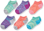 Fruit of the Loom Girls' Big Show Socks-6 Pack, Pink/Orange/Blue/Yellow/Purpe/Gray, Shoe Size 4-10 Large
