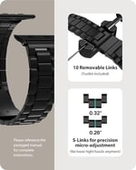 Fullmosa-Fullmosa Apple Watch Kayışlarıyla Uyumlu Serisi 8 7 45mm Ultra 49mm Serisi 6 SE/SE2 5 4 44mm Serisi 3 42mm Metal Paslanmaz Çelik Yedek iWatch Bantları Siyah ve Koruyucu Kılıf