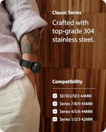 Fullmosa-Fullmosa Apple Watch Kayışlarıyla Uyumlu Serisi 8 7 45mm Ultra 49mm Serisi 6 SE/SE2 5 4 44mm Serisi 3 42mm Metal Paslanmaz Çelik Yedek iWatch Bantları Siyah ve Koruyucu Kılıf