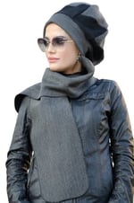 Füme Siyah Atkılı Bere - 30202