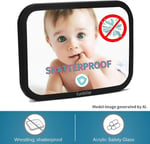 Funbliss Baby Car Mirror Most Stable Backseat Mirror with Premium mat Finish Super Clear PMMA malzeme Mirror-Safe, Secure and Shatterproof,Black araba koltuğu aynası, bebekler için.