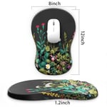 G JGOO Bilek Dayanaklı Ergonomik Mouse Pad, Bellek Köpüğü ve Masaj Tasarımlı Fare Altlığı, Bilek Ağrısı Giderici, Kaymaz PU Taban, Oyun, Ofis, Masa için Bilek Destekli Mouse Pad (Siyah Çiçek, 30,48 x 