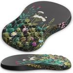 G JGOO Bilek Dayanaklı Ergonomik Mouse Pad, Bellek Köpüğü ve Masaj Tasarımlı Fare Altlığı, Bilek Ağrısı Giderici, Kaymaz PU Taban, Oyun, Ofis, Masa için Bilek Destekli Mouse Pad (Siyah Çiçek, 30,48 x 