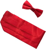 Gaffy Kırmızı Çocuk Boy Düz Renk Saten Kuşak Papyon Takım KLR GYM CKPS-03