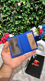 Gaga Deri - Hakiki Deri Erkek-Kadın Fermuarlı,Kancalı Anahtarlıklı Kartlık - Mavi,Şıklığı ve İşlevselliği Buluşturan 8 Adet Kart Kapasiteli Erkek-Kadın Deri Kartlık - 10,5 x 9 cm