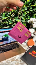 Gaga Deri - Hakiki Deri Erkek-Kadın Fermuarlı,Kancalı Anahtarlıklı Kartlık - Pembe,Şıklığı ve İşlevselliği Buluşturan 8 Adet Kart Kapasiteli Erkek-Kadın Deri Kartlık - 10,5 x 9 cm