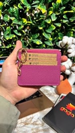 Gaga Deri - Hakiki Deri Erkek-Kadın Fermuarlı,Kancalı Anahtarlıklı Kartlık - Pembe,Şıklığı ve İşlevselliği Buluşturan 8 Adet Kart Kapasiteli Erkek-Kadın Deri Kartlık - 10,5 x 9 cm