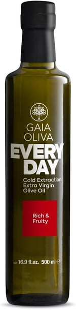 Gaia Oliva Soğuk Sıkım Natürel Sızma Zeytinyağı, Trilye Zeytini, Premium Everyday, 500 ml, Koyu Cam Şişe