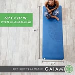Gaiam dry-grip yoga matı – 5 mm kalınlığında kaymaz egzersiz ve fitness matı, standart veya sıcak yoga, pilates ve yer egzersizleri için – yastıklı destek, kaymaz kaplama – 173 x 61 cm