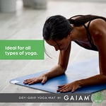 Gaiam dry-grip yoga matı – 5 mm kalınlığında kaymaz egzersiz ve fitness matı, standart veya sıcak yoga, pilates ve yer egzersizleri için – yastıklı destek, kaymaz kaplama – 173 x 61 cm
