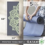 Gaiam Yoga Matı, Her Türlü Yoga, Pilates ve Yer Egzersizleri için, Yüksek Kaliteli, 5 mm, Baskılı, Kalın, Kaymaz, Egzersiz ve Fitness Matı (1,73 m x 61 cm x 5 mm)