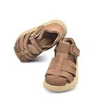 Galler Hakiki Deri Tek Cırtlı Arkası Kapalı Unisex Bebek Sandalet Kum Rengi