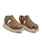 Galler Hakiki Deri Tek Cırtlı Unisex Çocuk Sandalet Kum Rengi