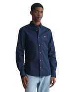 GANT Erkek Lacivert Slim Fit Çizgili Logolu Gömlek