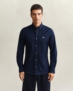 GANT Erkek Lacivert Slim Fit Çizgili Logolu Gömlek