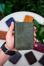 Garbalia Fargo Vintage Deri Fermuarlı Unisex Kartlık Cüzdan Yeşil