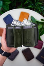 Garbalia Fargo Vintage Deri Fermuarlı Unisex Kartlık Cüzdan Yeşil