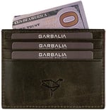 Garbalia Madalyon Crazy Deri Unisex Slim Kartlık Cüzdan Yeşil