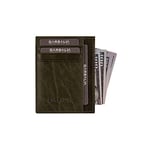 Garbalia Madalyon Crazy Deri Unisex Slim Kartlık Cüzdan Yeşil