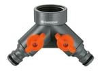 Gardena 2 yollu vana: 26,5 mm (G 3/4 inç) dişli musluk için su dağıtıcı, iki cihazın aynı anda bağlanması için, her iki çıkış ayarlanabilir (938-20)