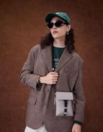 GASTON LUGA Splash Mini Crossbody Çanta - Boz Kahverengi
