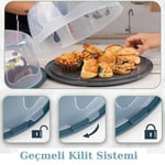 Geçmeli Kilitli, Kapaklı ve Saplı Yaş Pasta, Kek Taşıyıcı, Mutfak Saklama İçin Yuvarlak Fanus, BPA İçermeyen Kek Fanusu, Börek, Çörek Saklama Kabı, Cupcake, Turta Taşıma Kutusu (Yeşil)