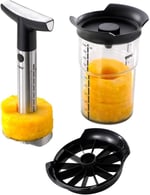 GEFU 13550 Professional Plus ananas kesici, bıçak ve soyucu seti, ananas için, paslanmaz çelik, hazneli kesici