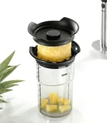 GEFU 13550 Professional Plus ananas kesici, bıçak ve soyucu seti, ananas için, paslanmaz çelik, hazneli kesici