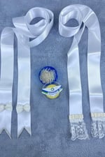 Gelin Damat Takı Merasimi İçin Dantelli İncili Takı Kurdelesi Takı Kemeri Ve İğne Seti