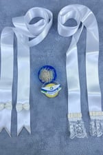 Gelin Damat Takı Merasimi İçin Dantelli İncili Takı Kurdelesi Takı Kemeri Ve İğne Seti