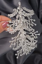 Gelin Saç Aksesuarı Dal Desen Kristalli Zirkon Taşlı Gelin Saç Aksesuarı