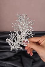 Gelin Saç Aksesuarı Dal Desen Kristalli Zirkon Taşlı Gelin Saç Aksesuarı