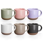 Gencywe Morandi Renkli Seramik Mini Espresso Bardakları 6'lı Set, 145 ml Espresso Kupaları, Saplı Porselen Kahve Kupaları, Demitasse Bardakları, Modern Stil Espresso Bardakları, Mikrodalga Bulaşık Mak