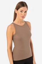 Genel Kadın Kolsuz Shirt Tu3403-kahve
