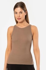 Genel Kadın Kolsuz Shirt Tu3403-kahve