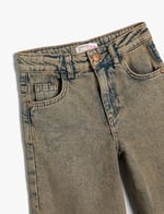 Geniş Paça Kot Pantolon Cepli Pamuklu
