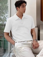 GENIUS STORE Erkek Oversize Polo Yaka Waffle T-Shirt