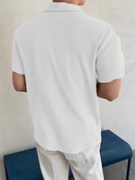 GENIUS STORE Erkek Oversize Polo Yaka Waffle T-Shirt