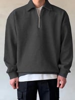 GENIUS STORE Erkek Polo Yaka Oversize Sweatshirt Yarım Fermuar Sweatshirt OVERSIZE-SWEATSHIRT