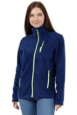 GENIUS STORE Kadın Polar Tam Fermuarlı Outdoor 3 Cepli Spor Polar Ceket (İNDİGO/S)