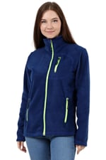 GENIUS STORE Kadın Polar Tam Fermuarlı Outdoor 3 Cepli Spor Polar Ceket (İNDİGO/S)