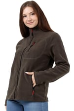 GENIUS STORE Kadın Polar Tam Fermuarlı Outdoor 3 Cepli Spor Polar Ceket (HAKİ/S)