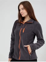 GENIUS STORE Kadın Polar Tam Fermuarlı Outdoor 3 Cepli Spor Polar Ceket (FÜME / L)