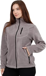 GENIUS STORE Kadın Polar Tam Fermuarlı Outdoor 3 Cepli Spor Polar Ceket (AÇIK GRİ/XL) XL