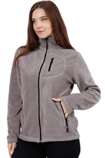 GENIUS STORE Kadın Polar Tam Fermuarlı Outdoor 3 Cepli Spor Polar Ceket (AÇIK GRİ/S) S