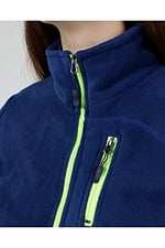 GENIUS STORE Kadın Polar Tam Fermuarlı Outdoor 3 Cepli Spor Polar Ceket (İNDİGO/S)